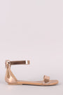 Metallic Patent Single Band Ankle Strap Flat Sandal