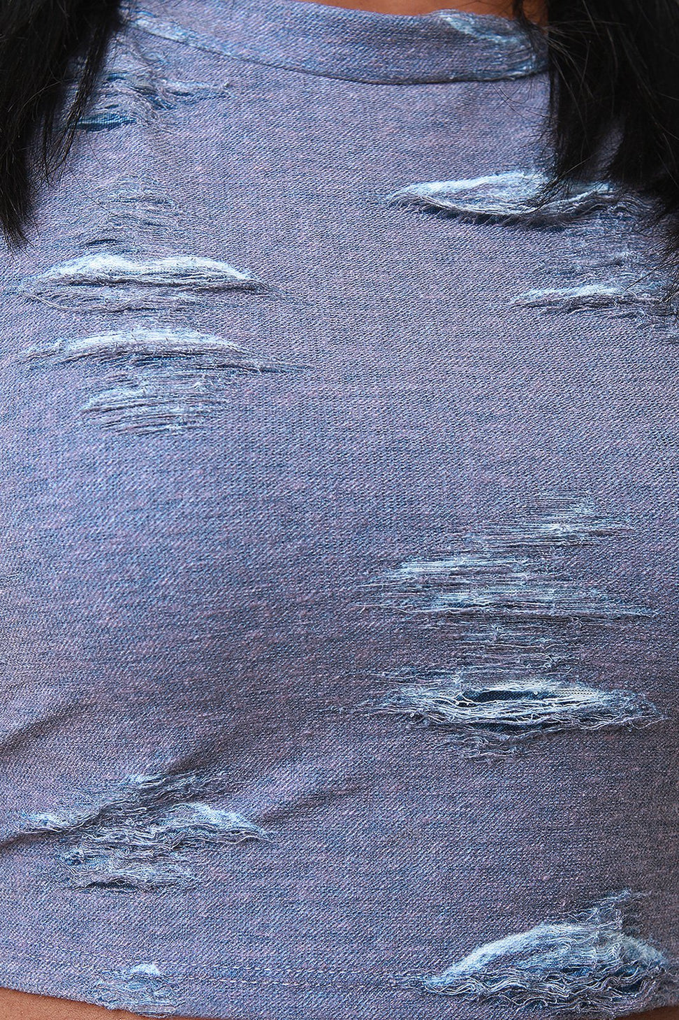 Heather Knit Distress Sleeveless Crop Top