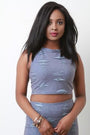Heather Knit Distress Sleeveless Crop Top