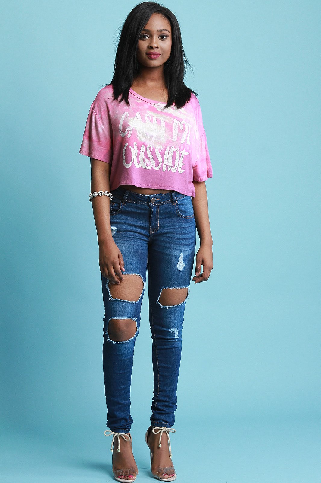 Cash Me Outside Tie-Dye Crop Top