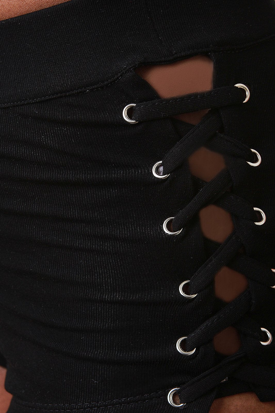 Choker Lace-Up Crop Top With High Waisted Shorts Set