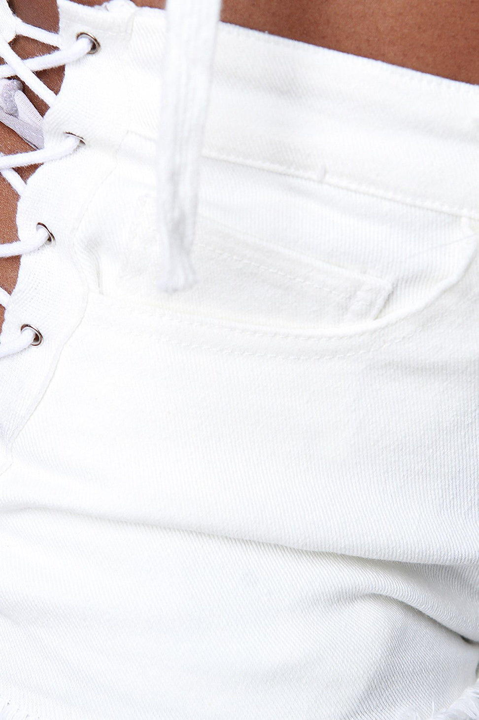 Frayed Lace-Up Mid Rise Denim Shorts - NoveltyOne
