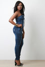 Corset Lace-Up Tube Denim Jumpsuit