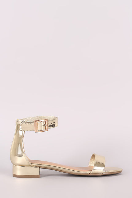 Bamboo Metallic Open Toe Ankle Strap Sandal