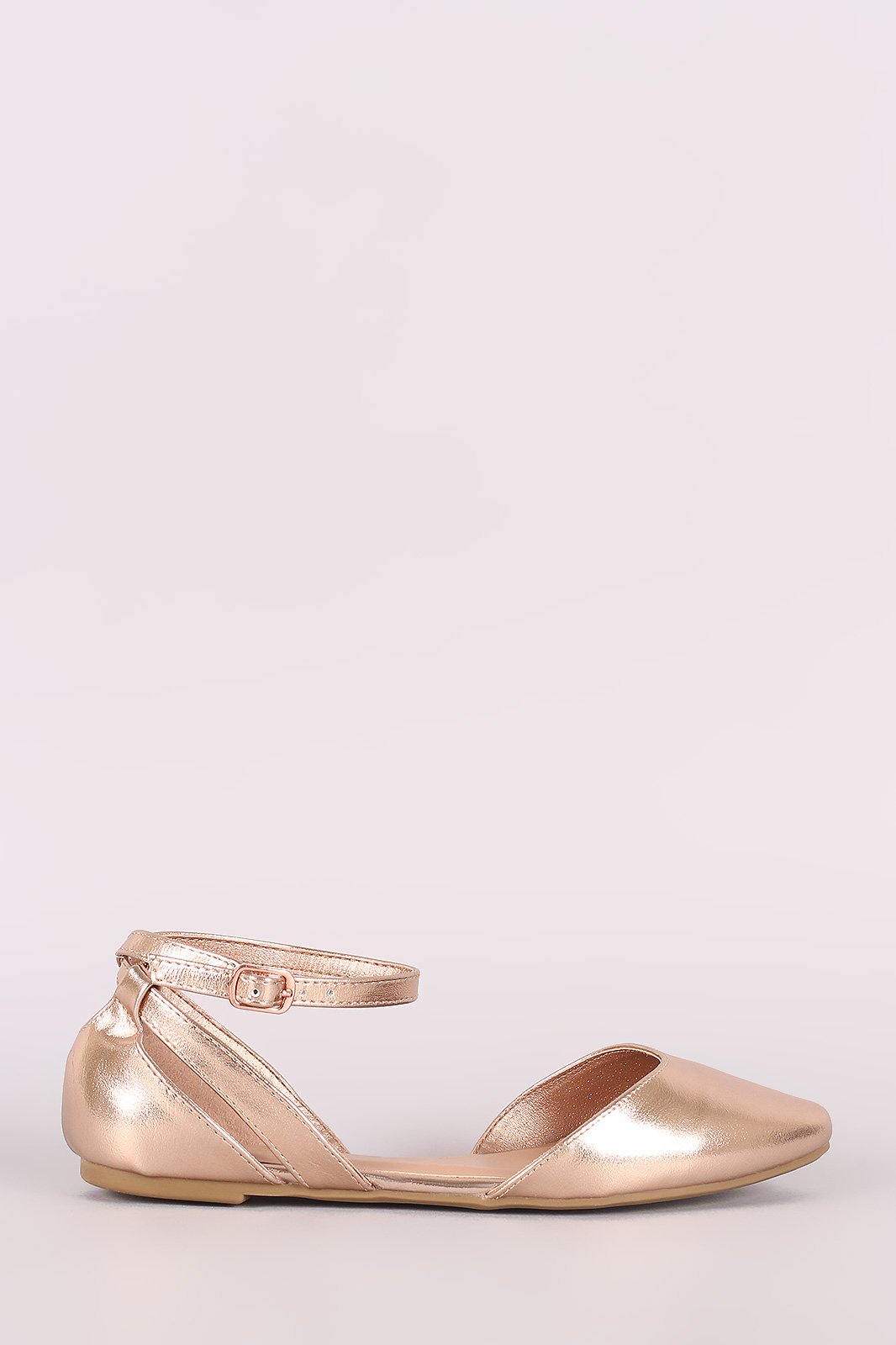 Bamboo Metallic Crisscross Back Pointy Toe Ballet Flat