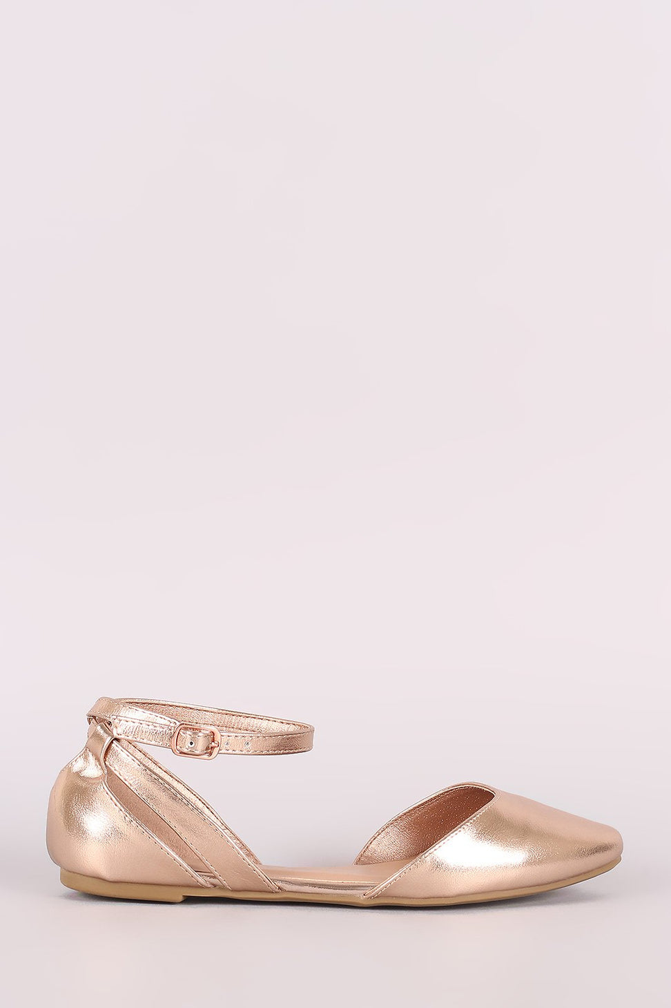 Bamboo Metallic Crisscross Back Pointy Toe Ballet Flat