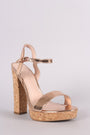 Shoe Republic LA Metallic Open Toe Cork Heel