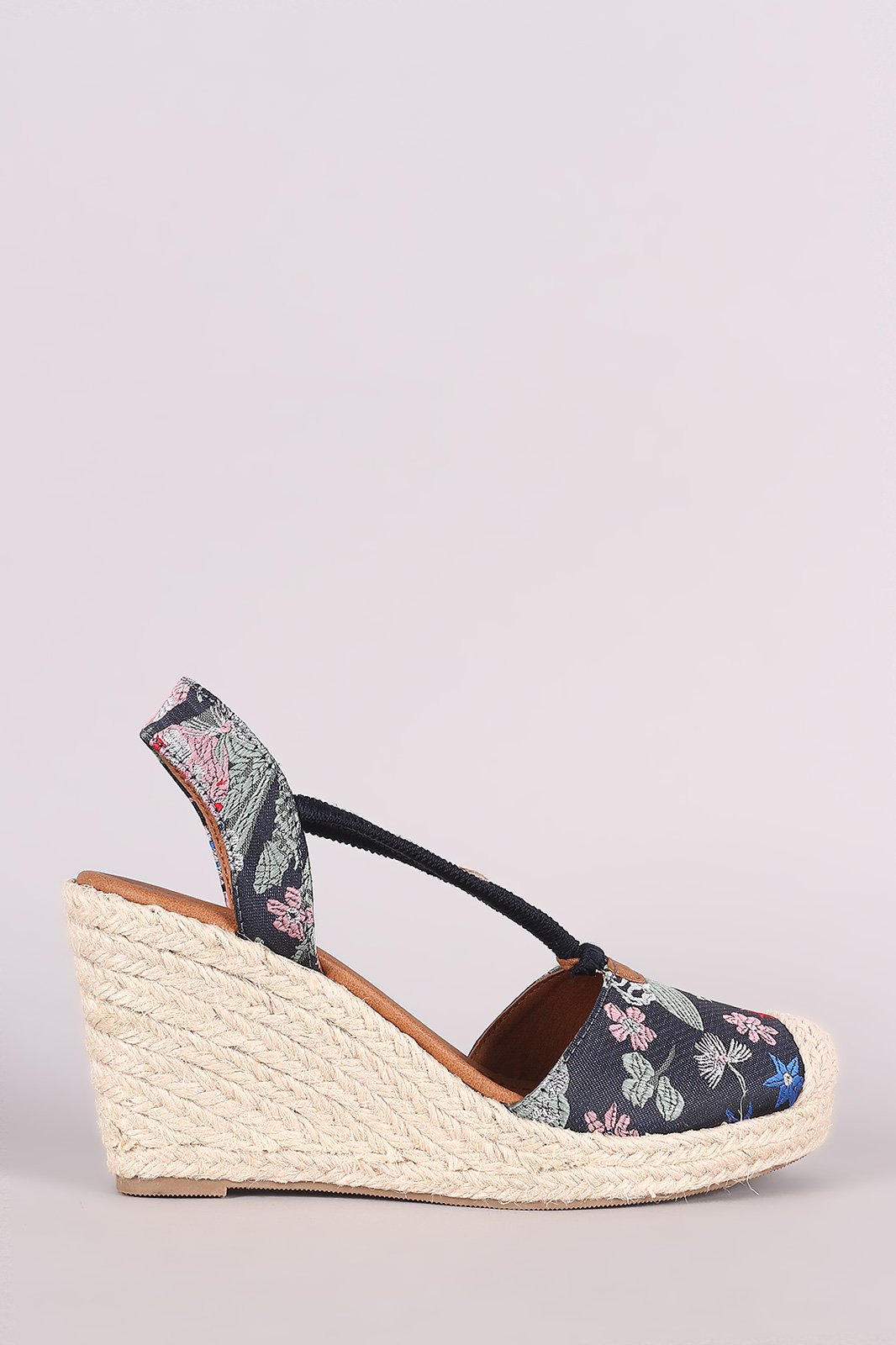 City Classified Floral Borcade Espadrille Platform Wedge