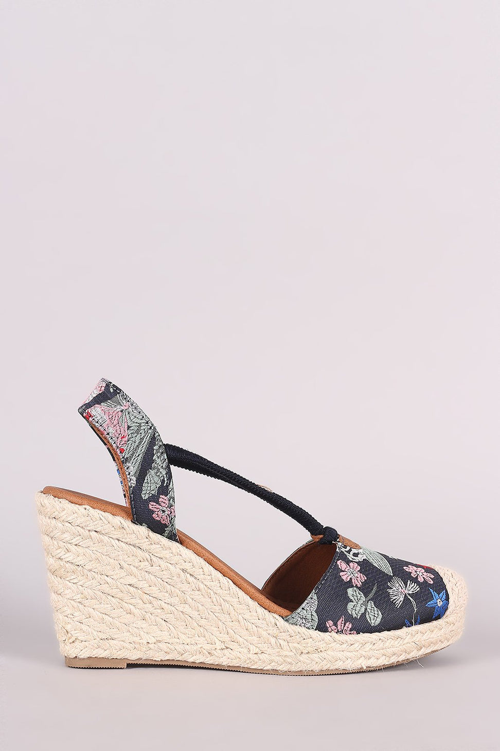 City Classified Floral Borcade Espadrille Platform Wedge