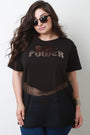 Girl Power Contrast Mesh Short Sleeve Top - NoveltyOne