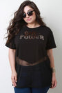 Girl Power Contrast Mesh Short Sleeve Top - NoveltyOne