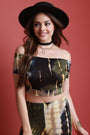 Short Sleeve Bardot Tie-Dye Crop Top