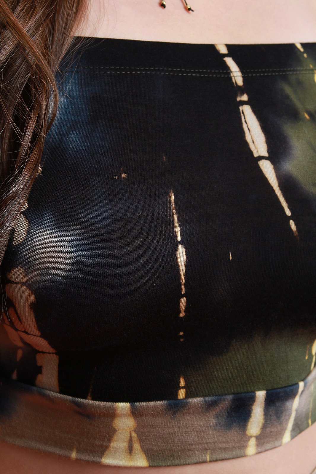 Short Sleeve Bardot Tie-Dye Crop Top