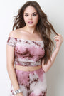Short Sleeve Bardot Tie-Dye Crop Top