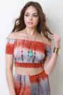 Short Sleeve Bardot Tie-Dye Crop Top