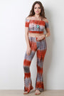 Short Sleeve Bardot Tie-Dye Crop Top