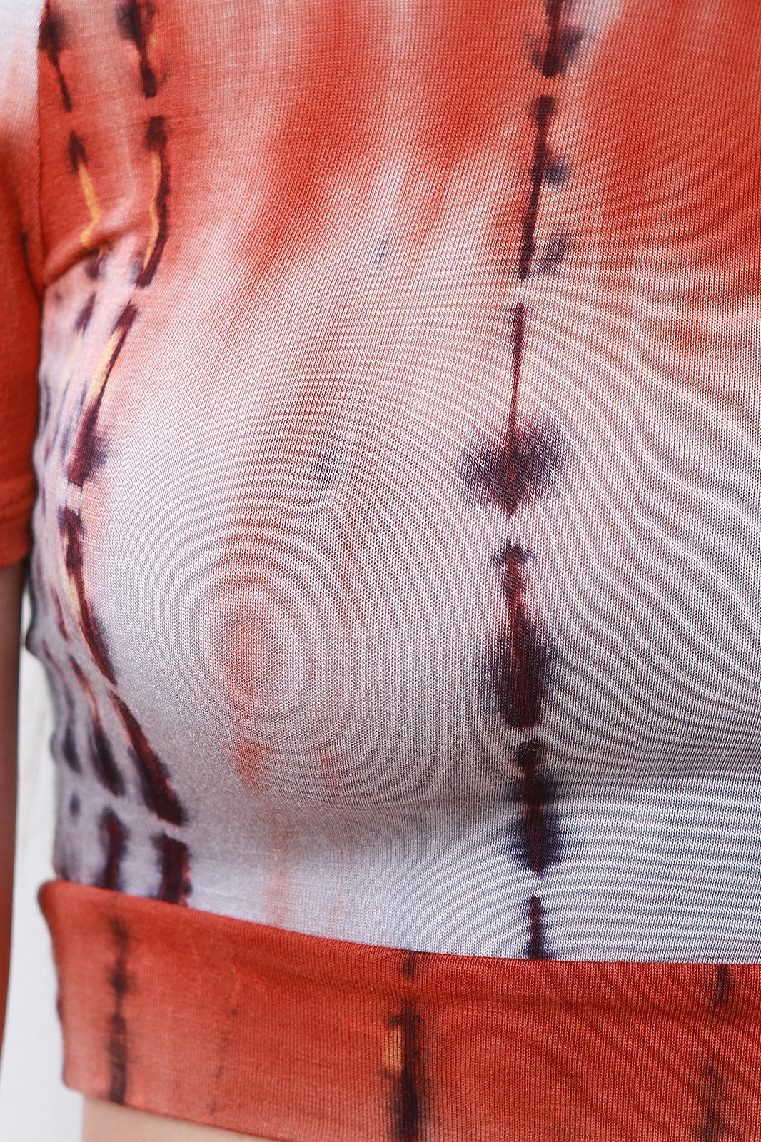 Short Sleeve Bardot Tie-Dye Crop Top