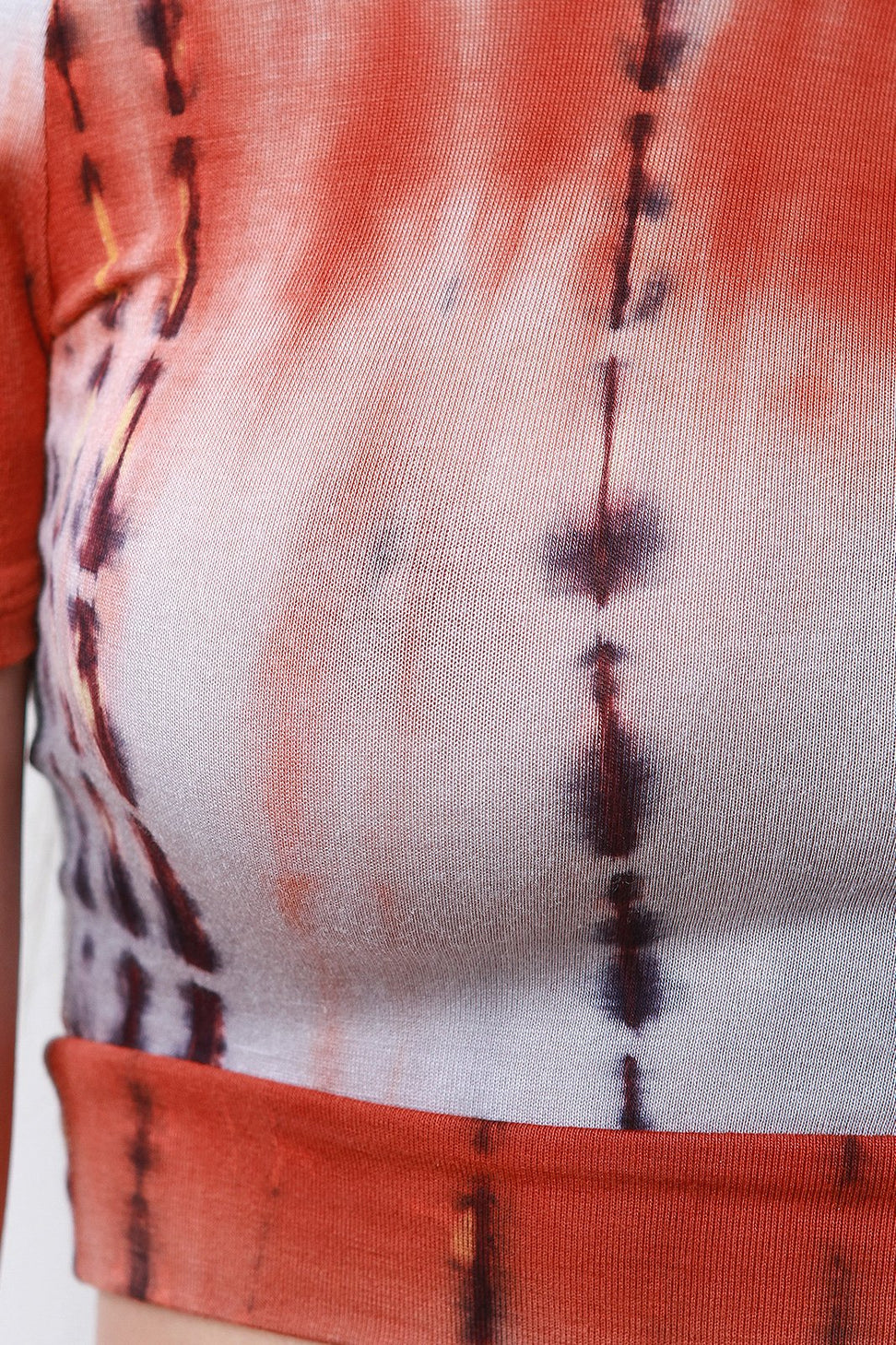 Short Sleeve Bardot Tie-Dye Crop Top