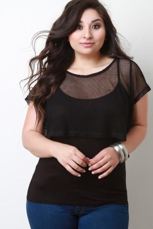 Two Piece Crop Mesh With Spaghetti Tank Top