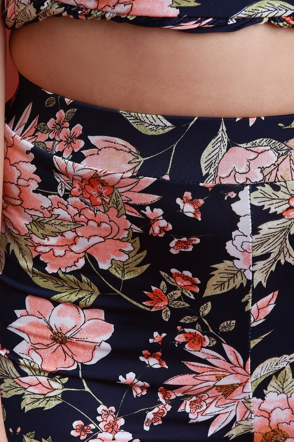 Stretchy Knit Floral Print High Waisted Shorts