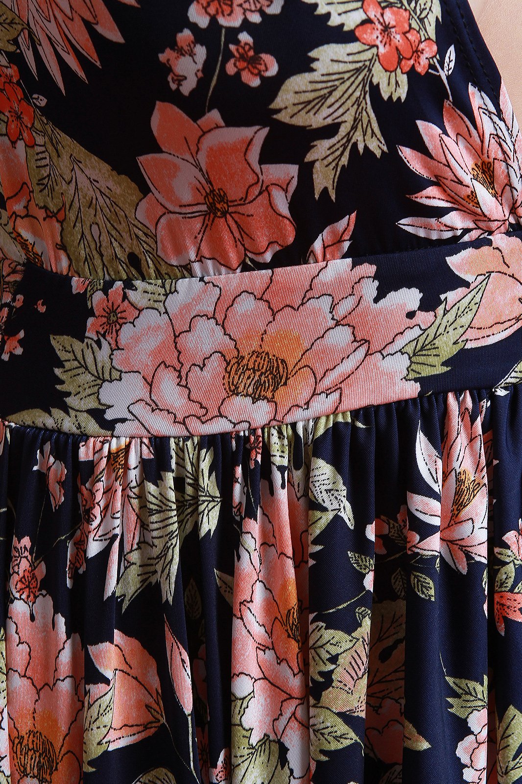 Floral Print V-Neck Ruffle High Low Maxi Top