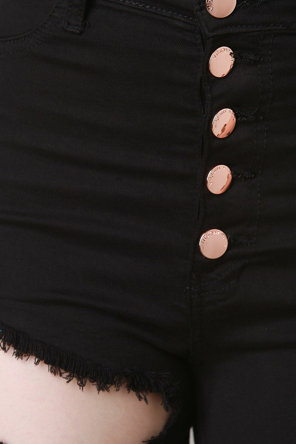Distressed Five Button High Waisted Bermuda Denim Shorts - NoveltyOne