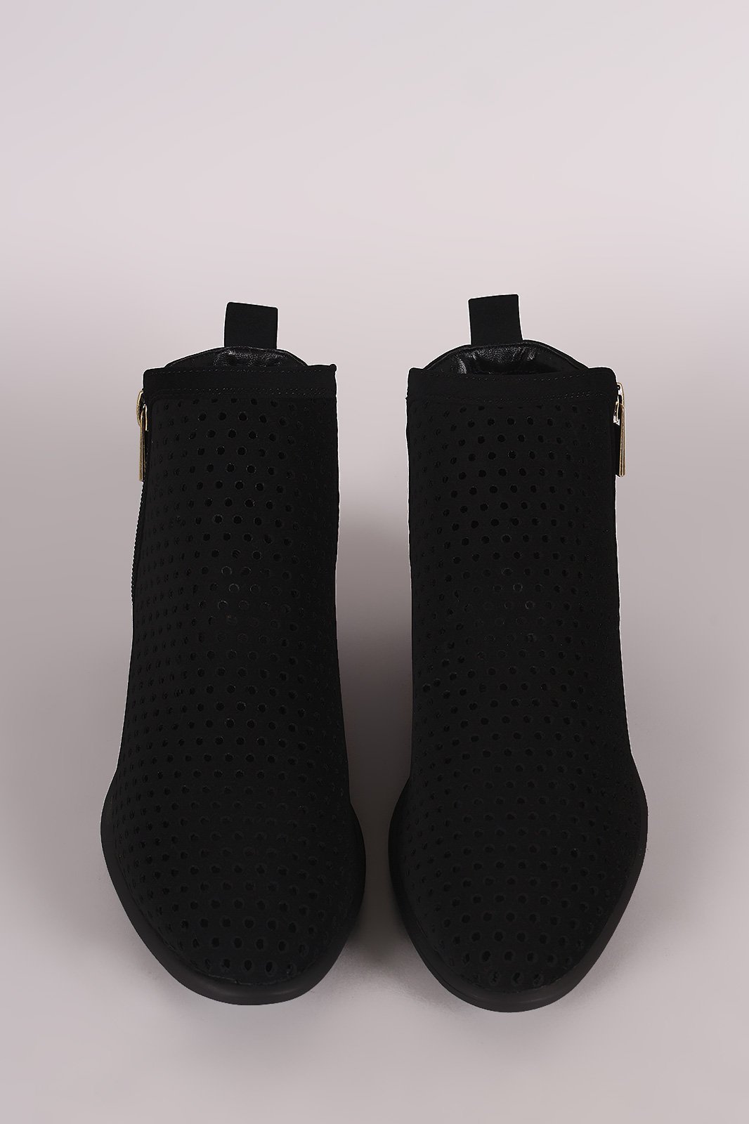 Bamboo Perforated Nubuck Almond Toe Ankle Boots