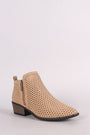 Bamboo Perforated Nubuck Almond Toe Ankle Boots