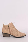 Bamboo Perforated Nubuck Almond Toe Ankle Boots