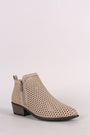 Bamboo Perforated Nubuck Almond Toe Ankle Boots