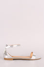 Bamboo Metallic Patent Open Toe Ankle Strap Flat Sandal