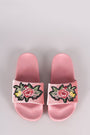 Velvet Embroidered Floral Slide Sandal