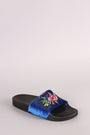 Velvet Embroidered Floral Slide Sandal