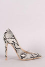 Snakeskin Pointy Toe Clear Inset Stiletto Pump