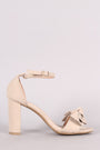 Nubuck Knotted Bow Ankle Strap Chunky Heel - NoveltyOne