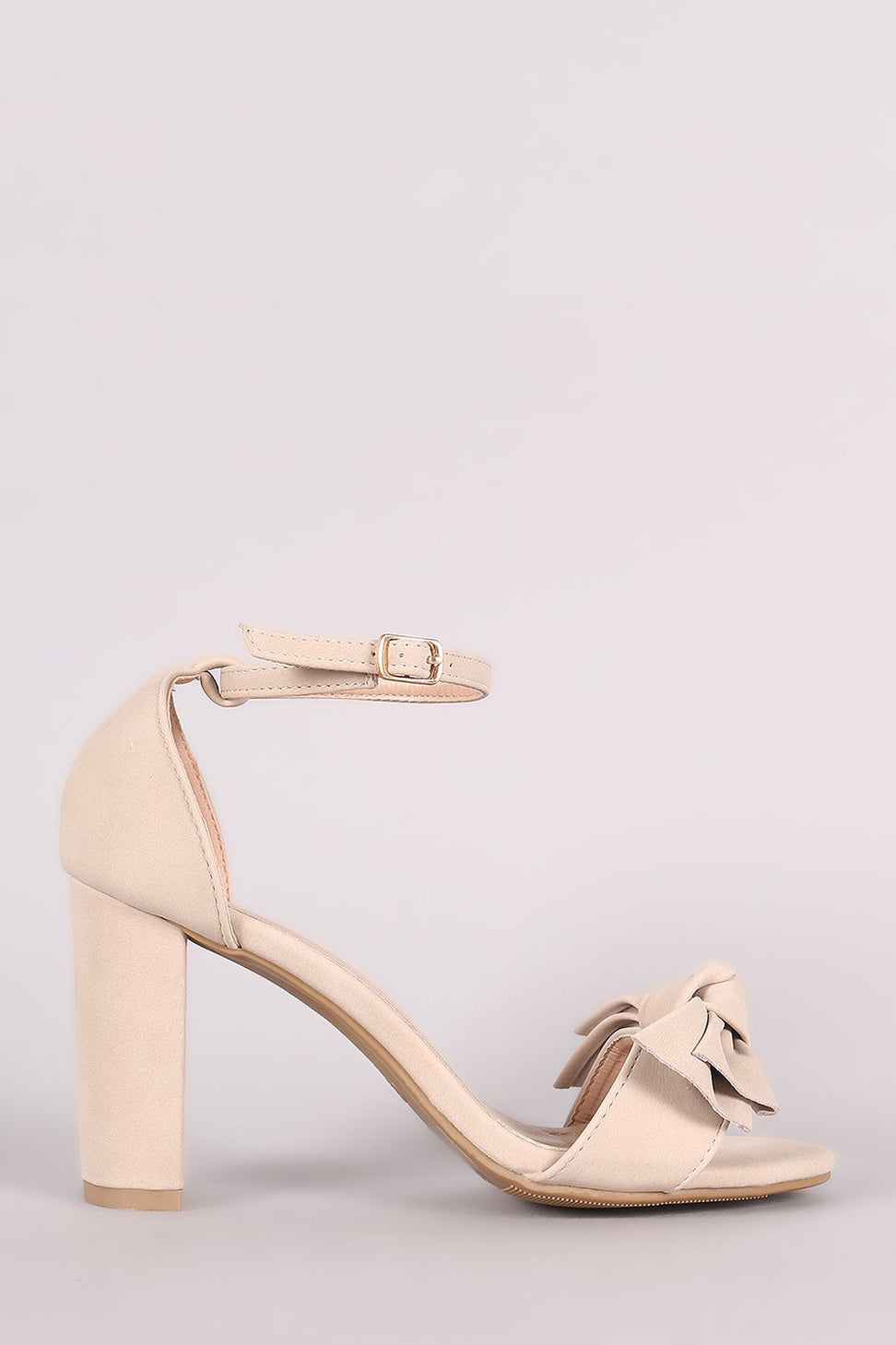 Nubuck Knotted Bow Ankle Strap Chunky Heel - NoveltyOne