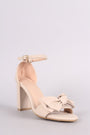 Nubuck Knotted Bow Ankle Strap Chunky Heel - NoveltyOne