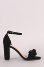 Nubuck Knotted Bow Ankle Strap Chunky Heel - NoveltyOne