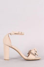 Nubuck Knotted Bow Ankle Strap Chunky Heel - NoveltyOne