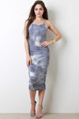 Bleach Wash Distress Midi Dress