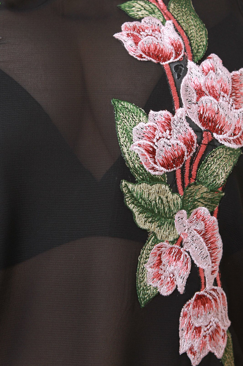 Sleeveless Floral Applique Mesh Cover Up Dress