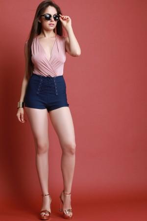 Corset Lace-Up High Waisted Shorts