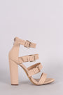 Nubuck Strappy Buckled Open Toe Gladiator Chunky Heel - NoveltyOne