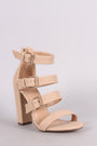 Nubuck Strappy Buckled Open Toe Gladiator Chunky Heel - NoveltyOne