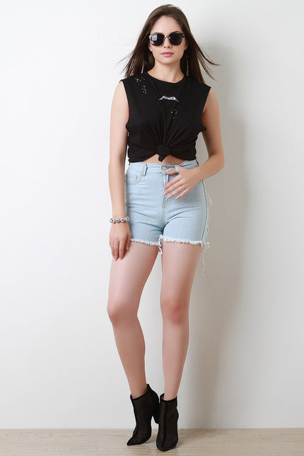 Power Distressed Sleeveless Muscle Tee