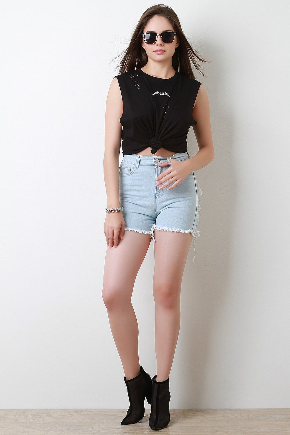 Power Distressed Sleeveless Muscle Tee