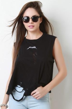 Power Distressed Sleeveless Muscle Tee