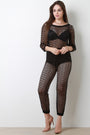 Diamond Fishnet Mesh Boat Neck Jumpsuit - NoveltyOne