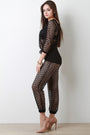 Diamond Fishnet Mesh Boat Neck Jumpsuit - NoveltyOne