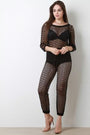 Diamond Fishnet Mesh Boat Neck Jumpsuit - NoveltyOne